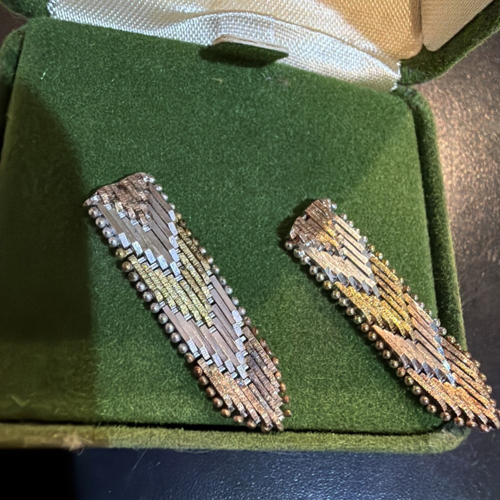 Vintage SU 925 Italy Sterling Silver Two Tone Woven Statement Earrings McDade's